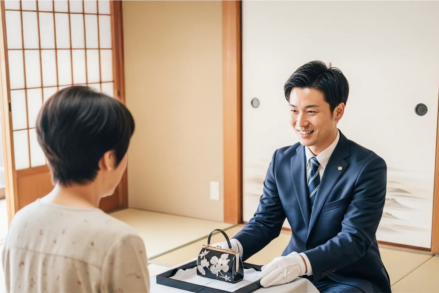 査定スタッフが丁寧に説明している様子